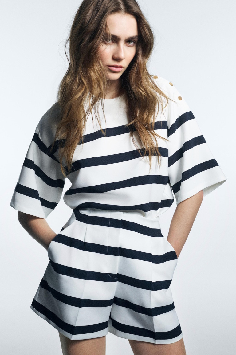 Zara Pleated Striped Shorts
