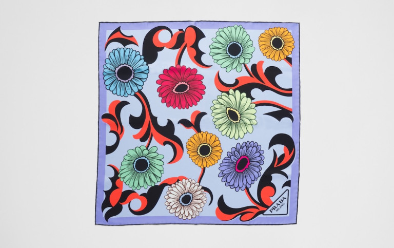Prada Printed Silk Twill Scarf