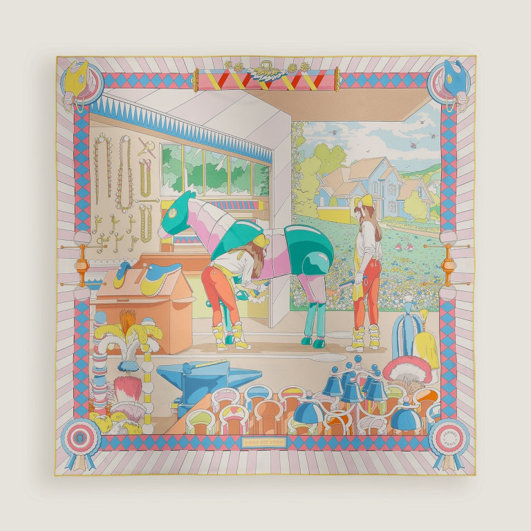 Hermes Pony Pit Stop Double Face Scarf 90