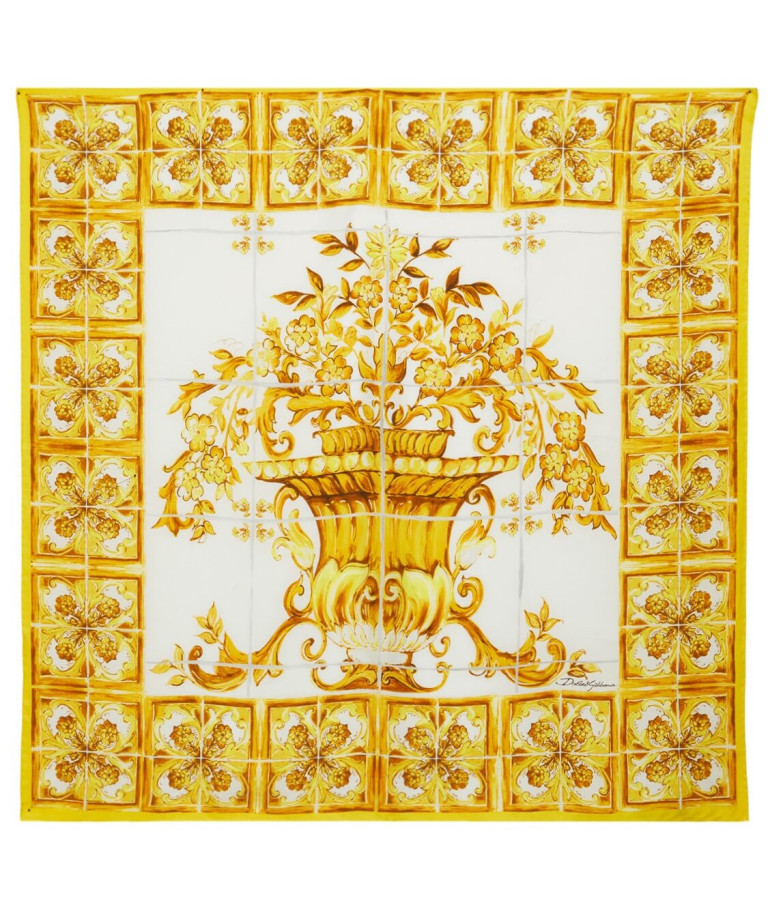 Dolce Gabbana Maiolica Printed Silk Twill Scarf