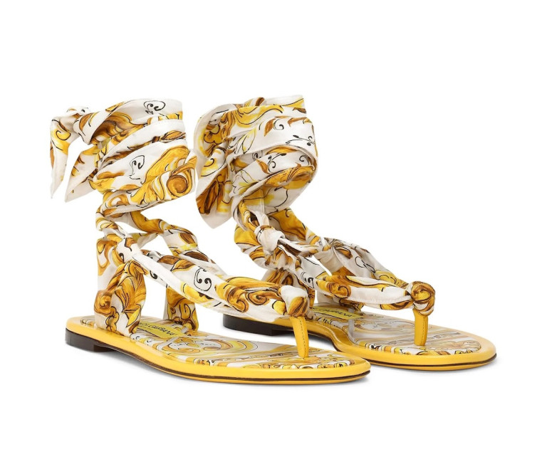 Dolce Gabbana Majolica-Print Thong Sandals
