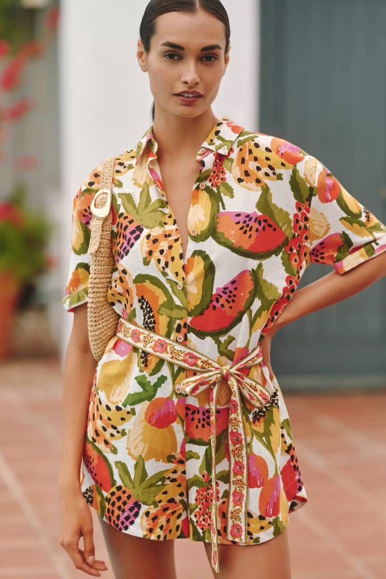Farm Rio Paradise Short-Sleeve Romper