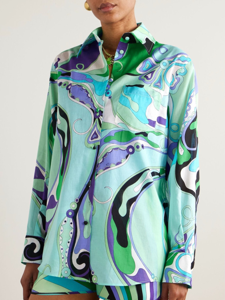 Pucci Oversized Printed Cotton-Muslin Shirt