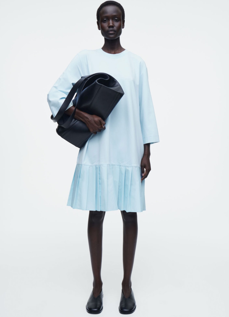 COS Pleated Dropped-Waist T-Shirt Dress