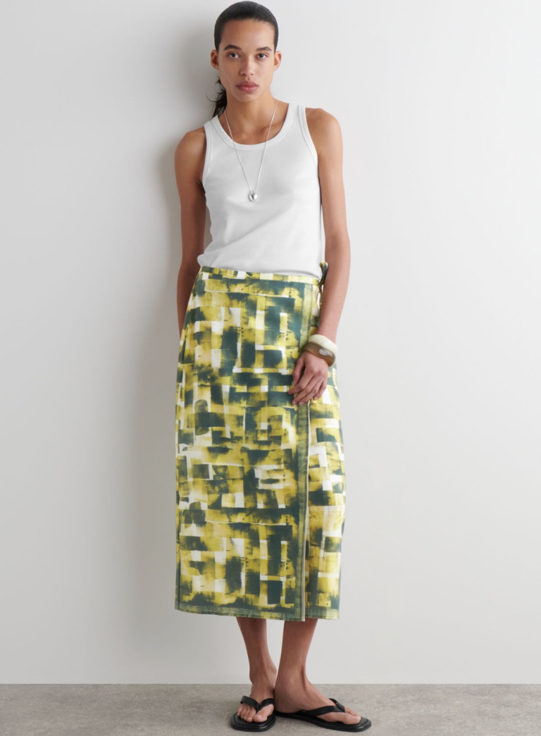 COS Printed Midi Wrap Skirt