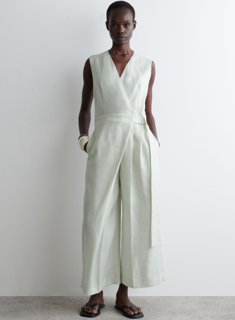COS Wrap-Front Linen Jumpsuit