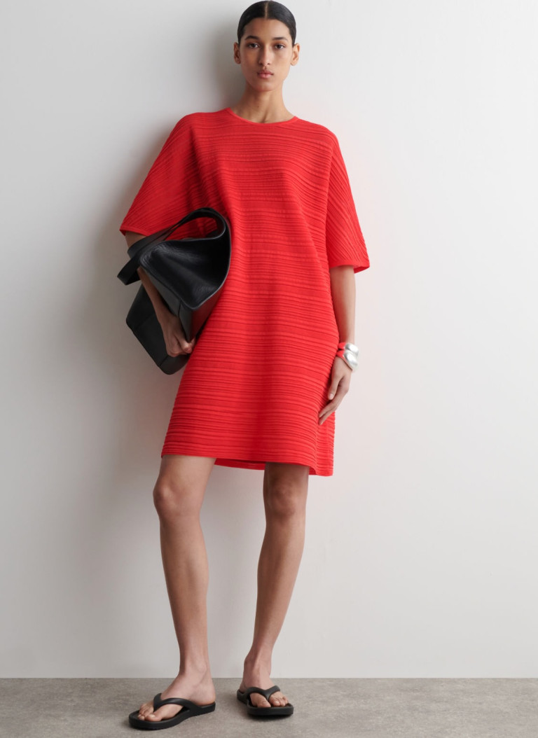 COS Pleated Knitted Mini Dress