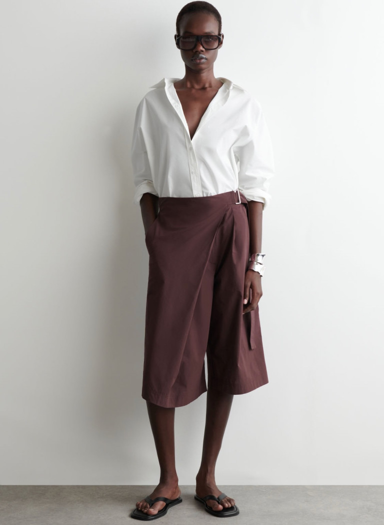 COS Belted Wrap-Front Cotton Shorts