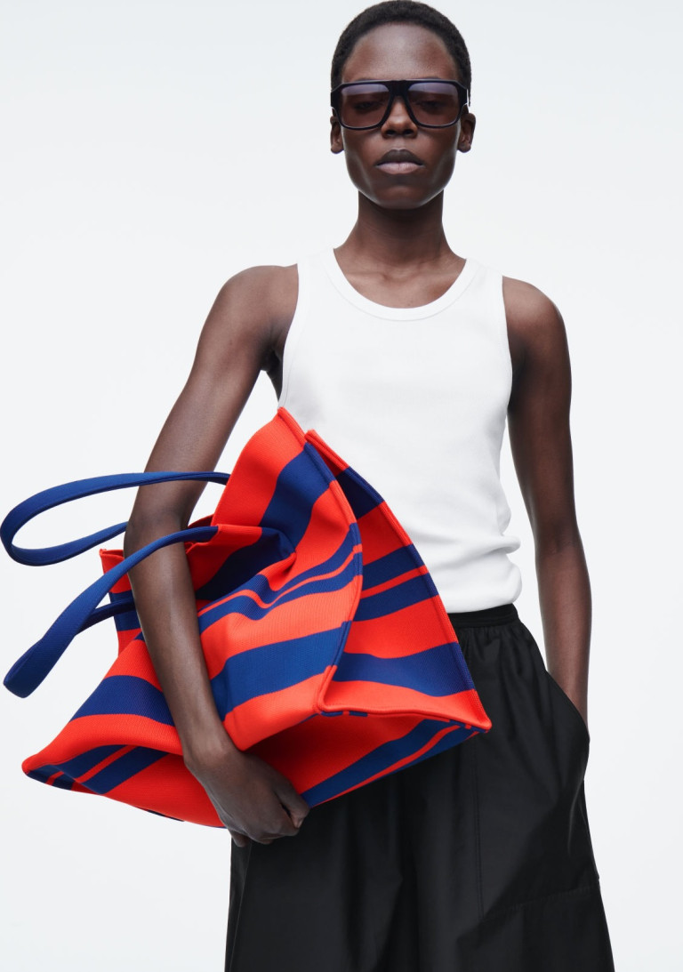 COS Striped Market Tote Bag