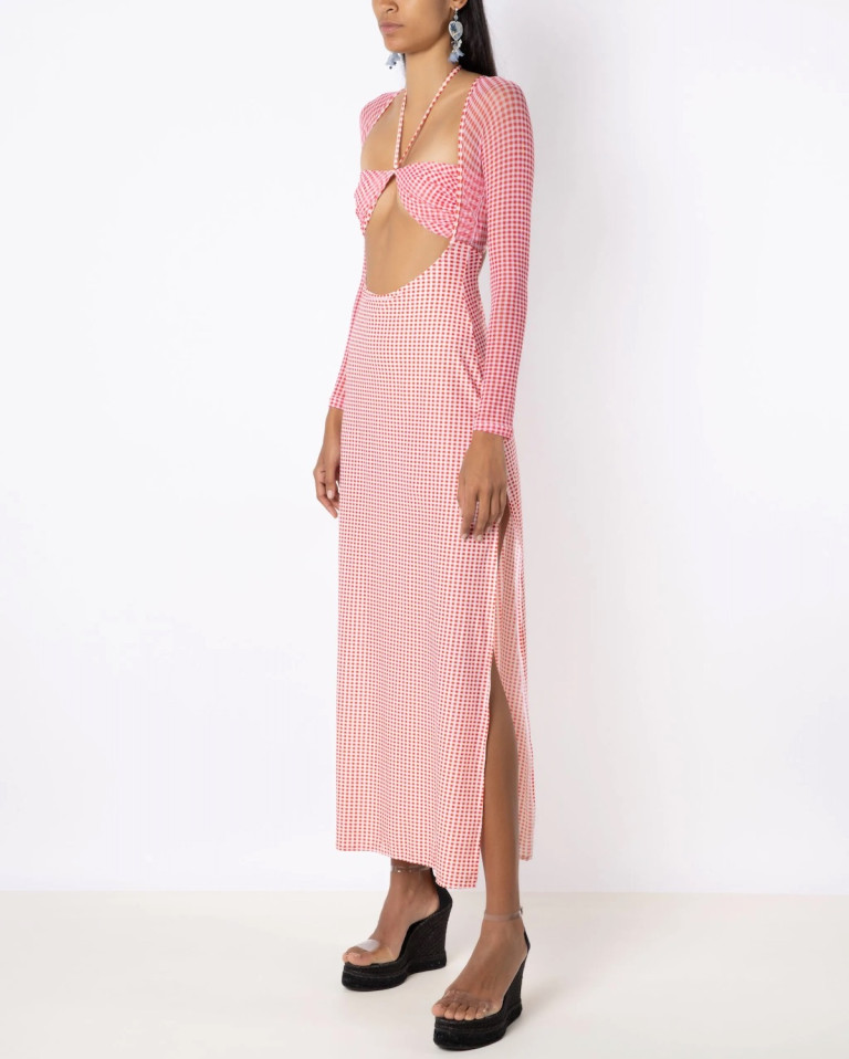 Amir Slama Gingham-Check Pattern Maxi Dress