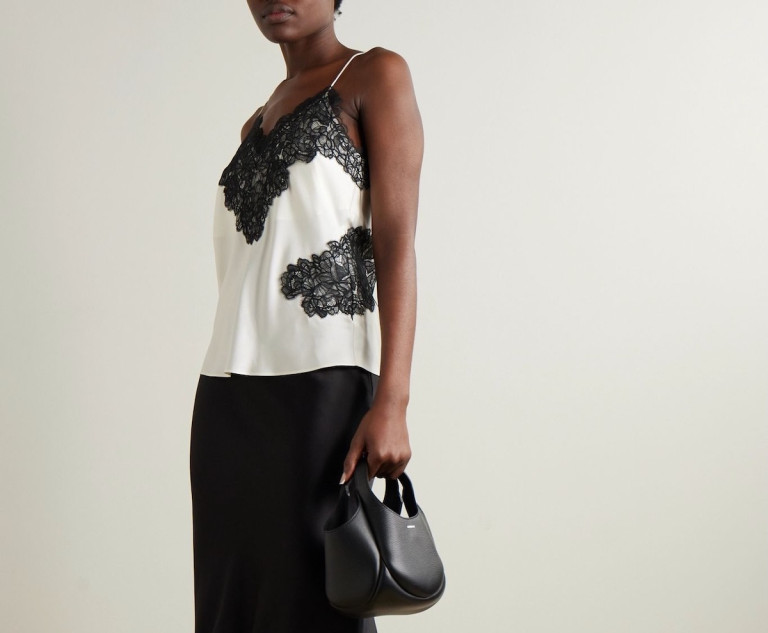 ROHE Lace-Trimmed Silk-Twill Camisole