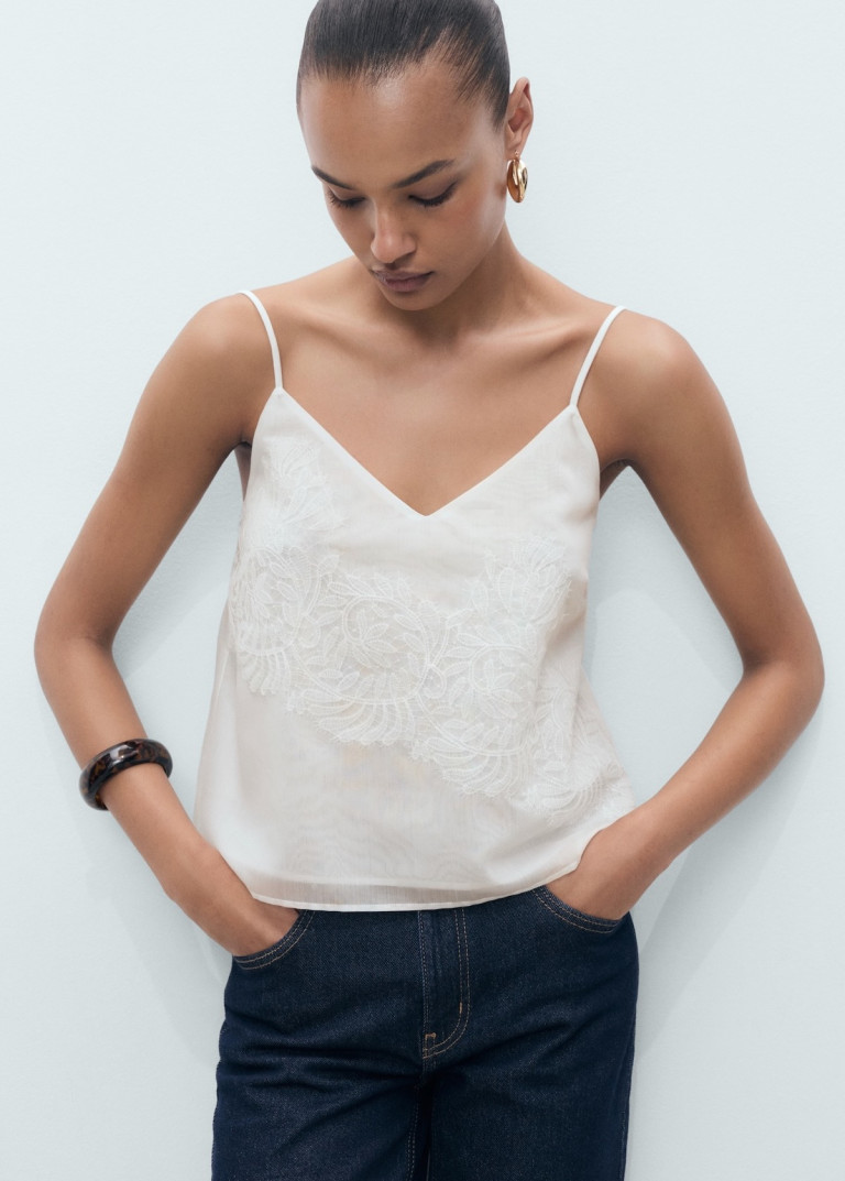 Mango Lace Strap Top