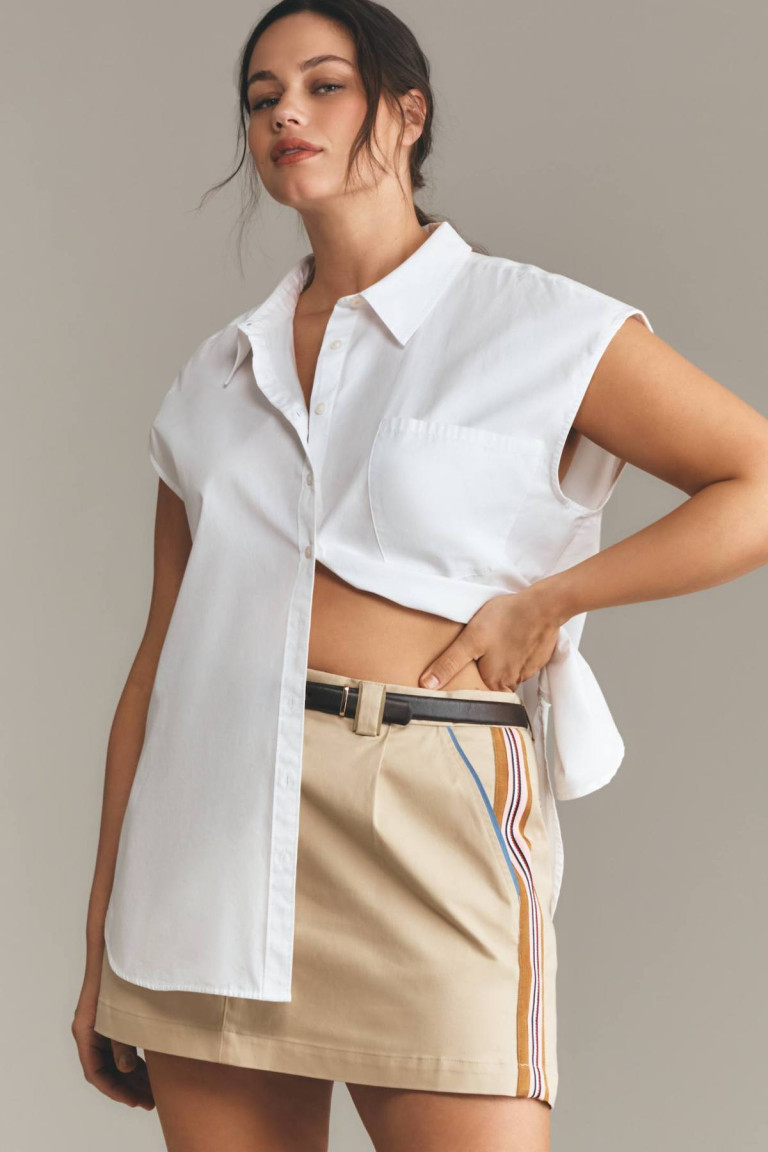Maeve Side-Striped Mini Skirt