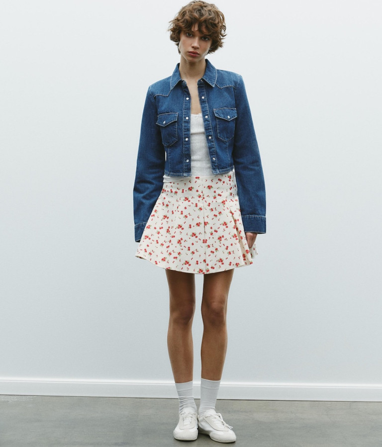 Zara Floral Box Pleat Mini Skirt