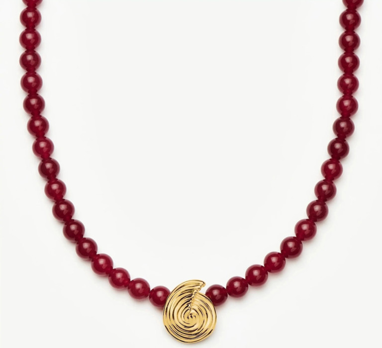 Missoma Spiral Gemstone Beaded Pendant Necklace