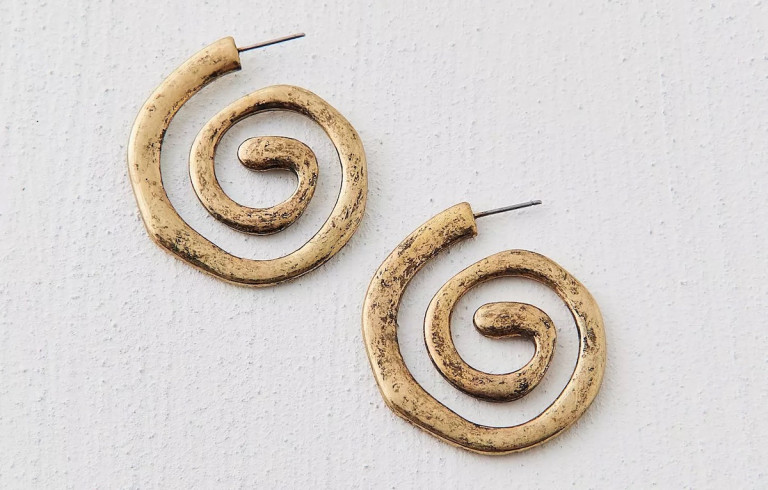 Urban Outfitters Swirly Burnished Hoop Earring