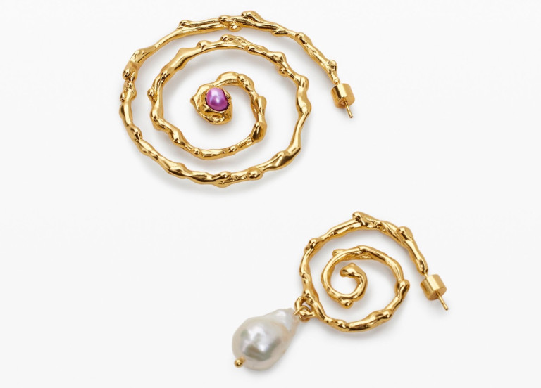 Desigual Irregular Spiral Earrings Gold-Plated Zalio