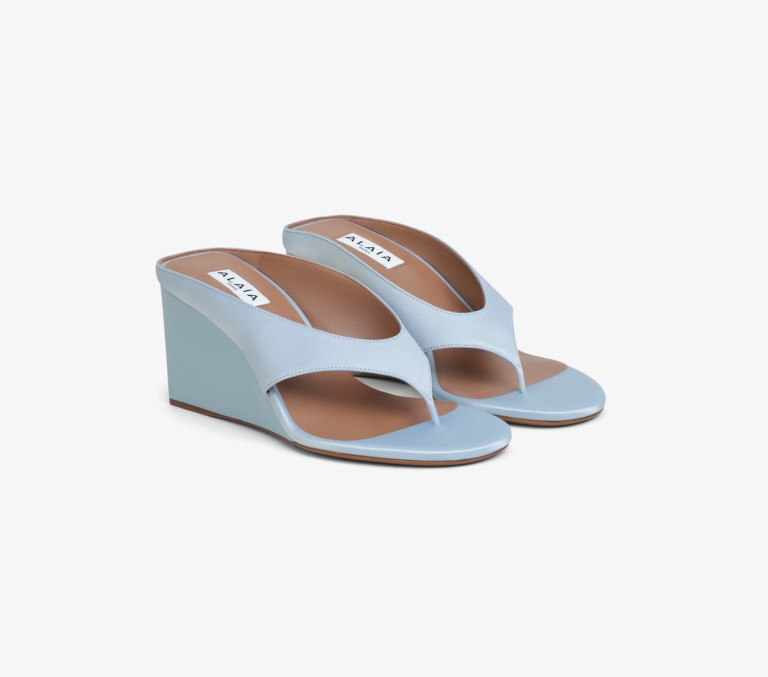 Alaia Blue Cube Thong Mules
