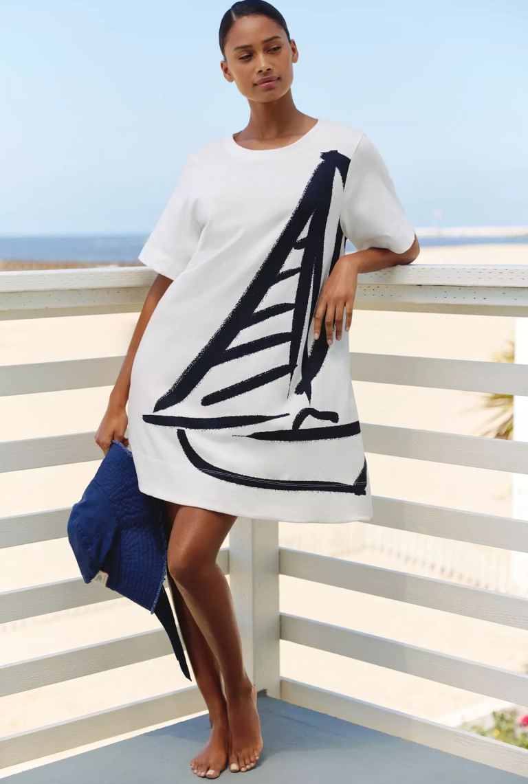 Celandine Short-Sleeve Cotton Swing Dress