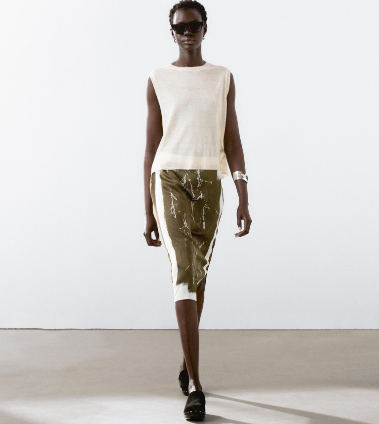 Massimo Dutti Printed Flowing Skirt
