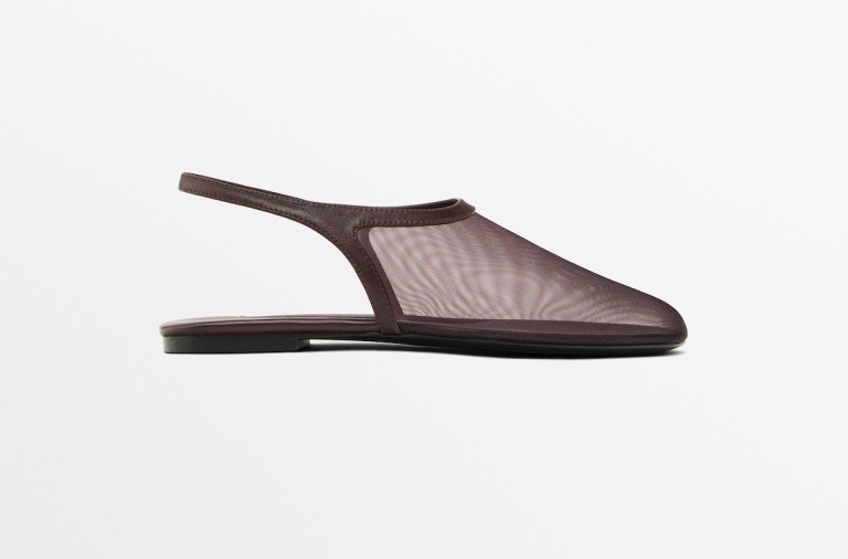 Massimo Dutti Mesh Slingback Ballet Flats