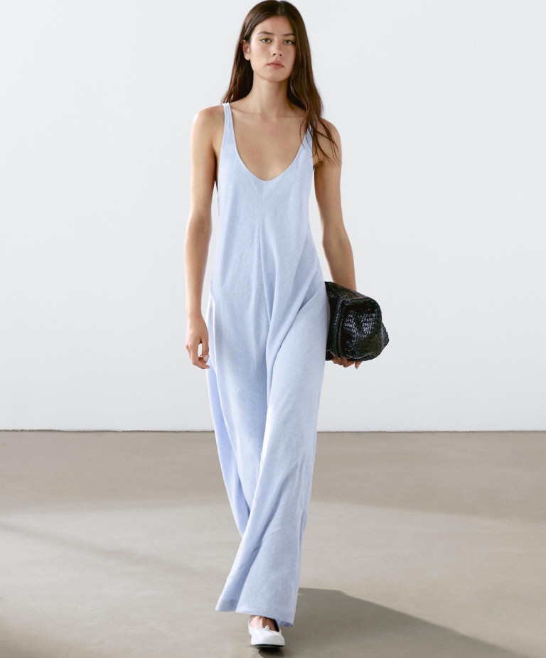 Massimo Dutti Long Flowing Dress With Back Detail