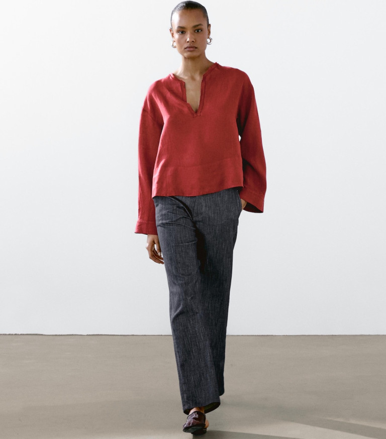 Massimo Dutti Cotton Blend Denim Trousers