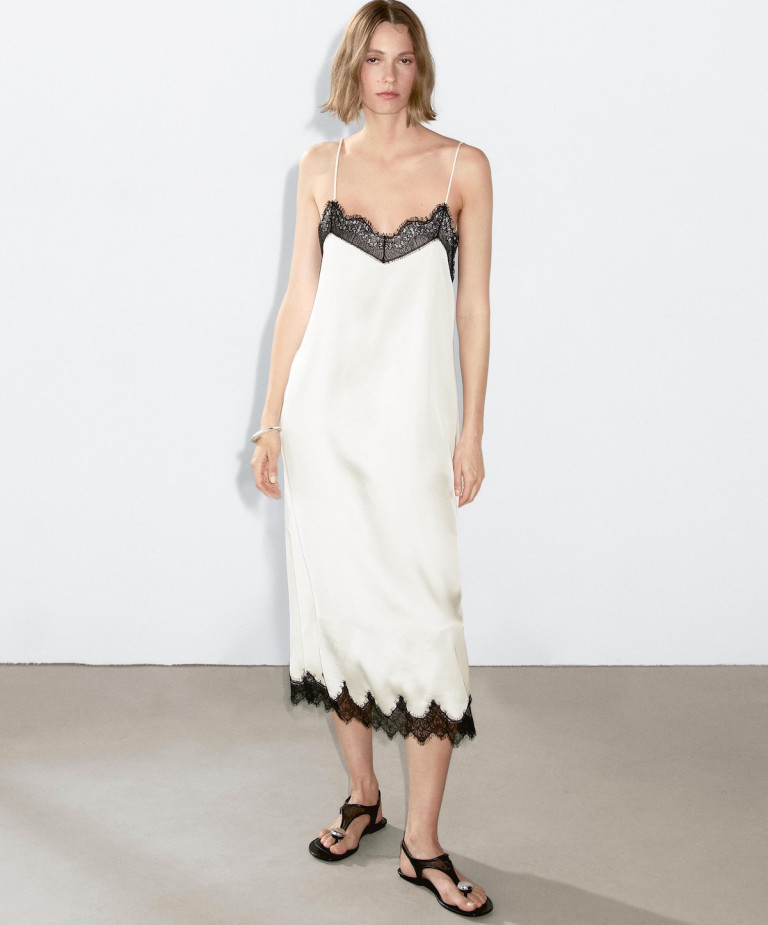 Massimo Dutti Long Contrast Camisole Dress