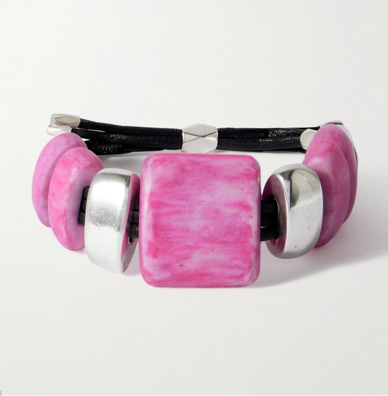 Isabel Marant Paradise Silver-Tone Resin and Leather Bracelet