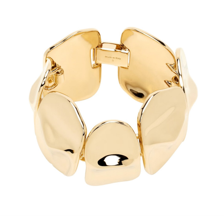 Acne Studios Gold Brass Croco Scale Bracelet