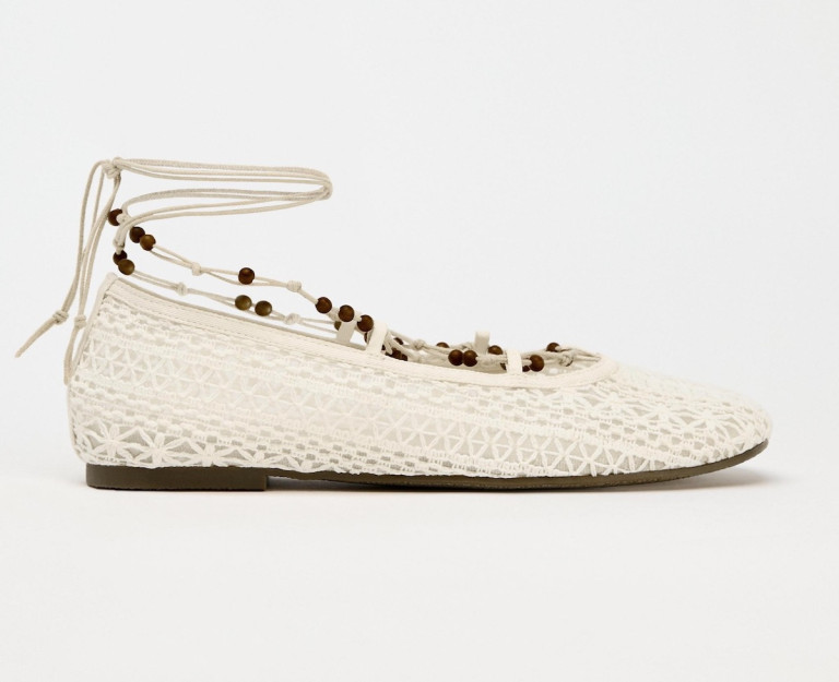 Zara Beaded Crochet Ballet Flats