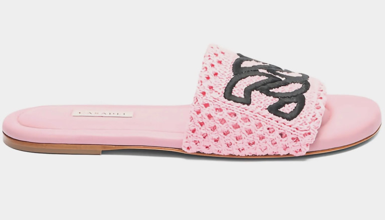 Casadei Crochet-Embroidered Flat Sandals