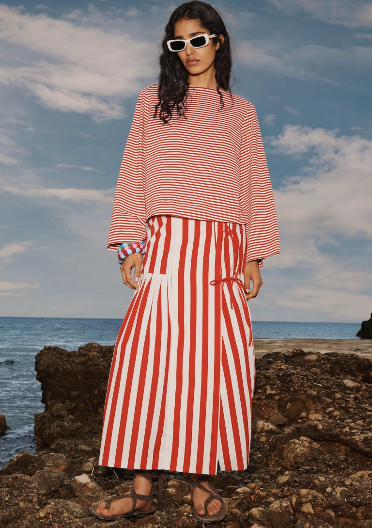 Zara Limited Edition Striped Midi Skirt