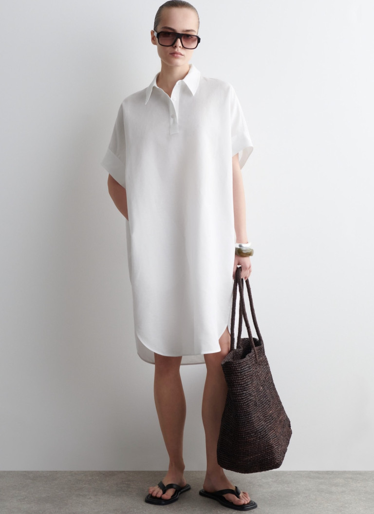 COS Rounded Linen-Cotton Shirt Dress