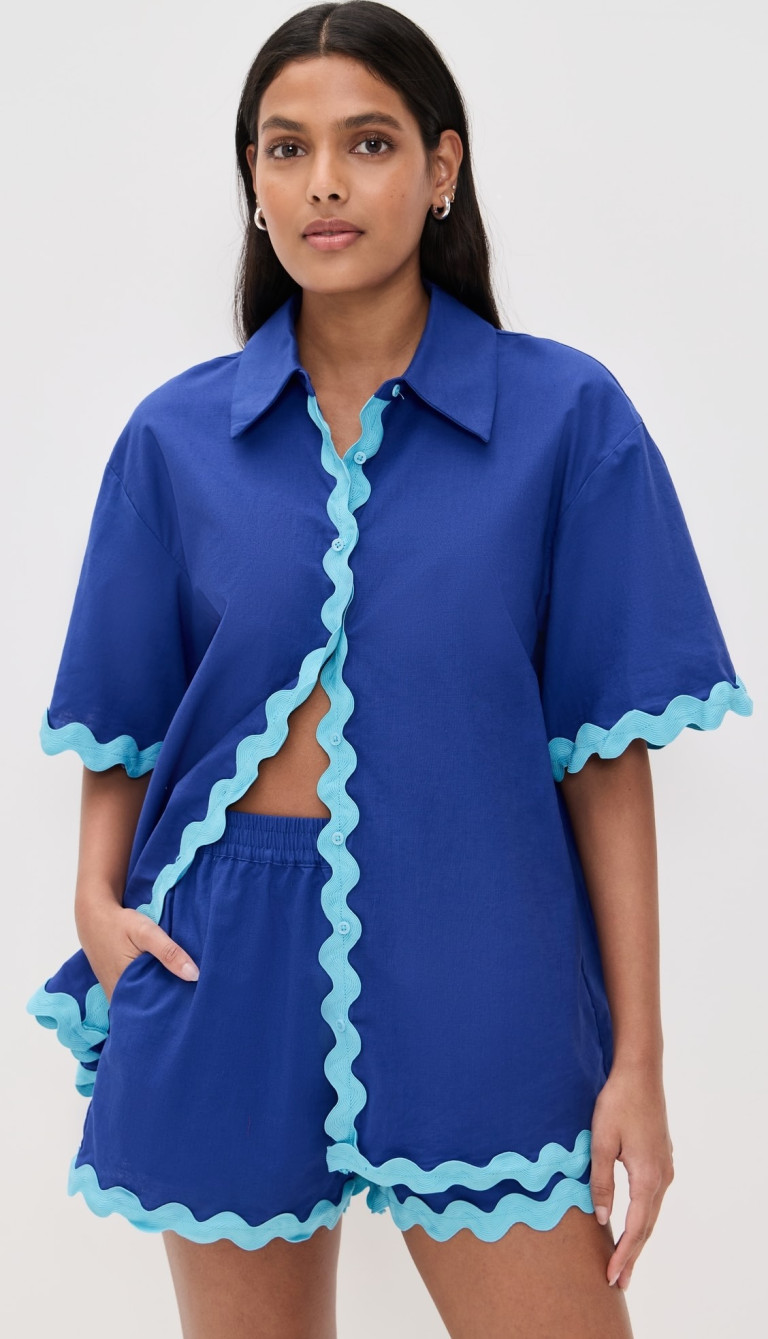 English Factory Scallop Detailed Short Sleeves Shirt