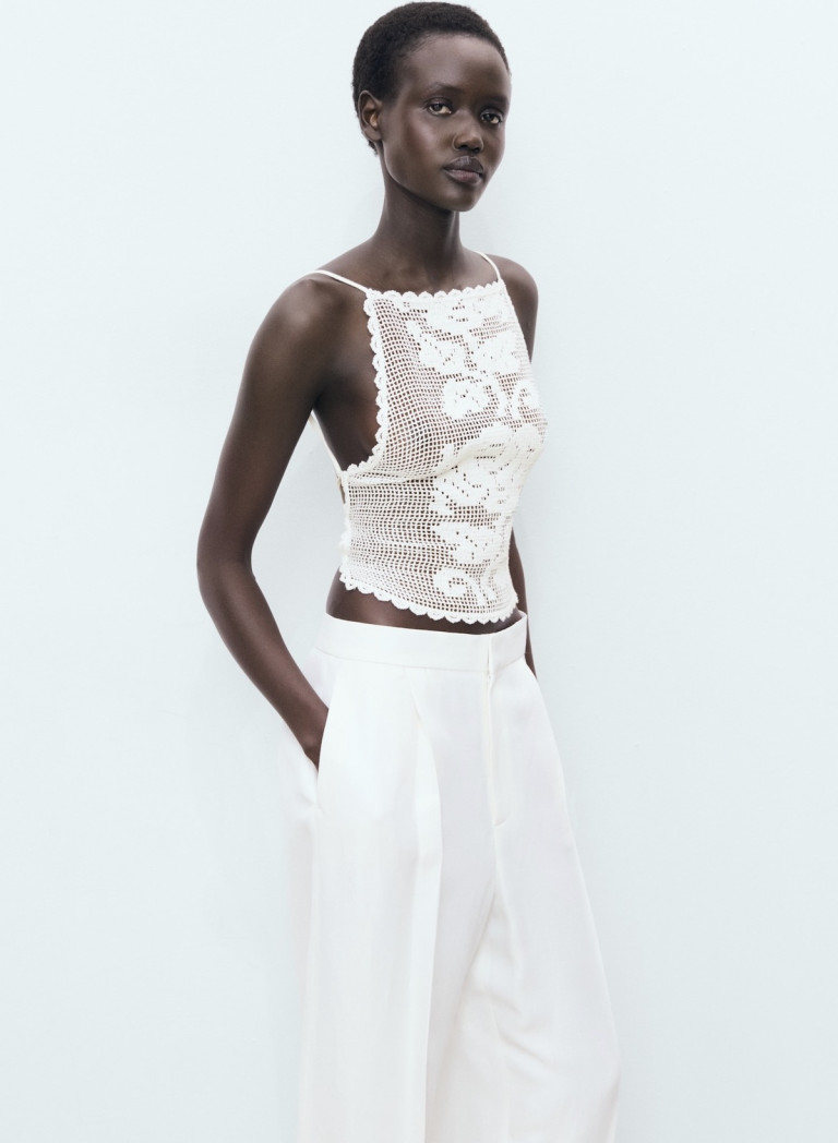 Mango Open-Back Crochet Top