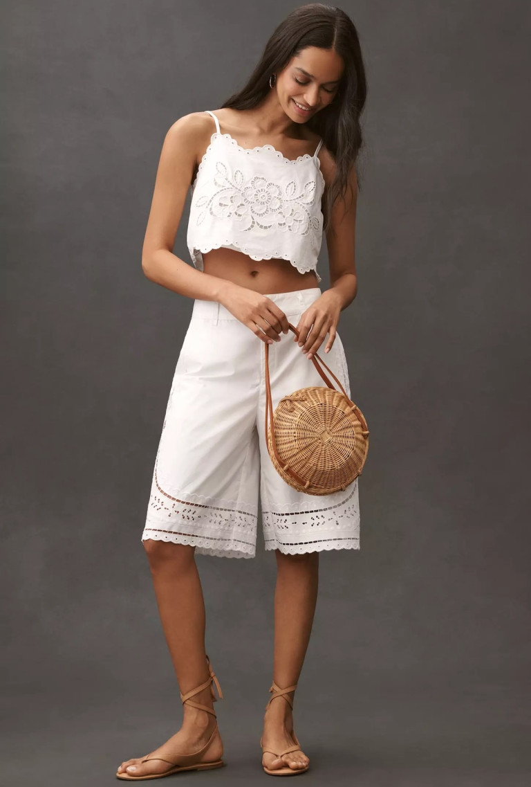 By Anthropologie Cutwork Bermuda Shorts