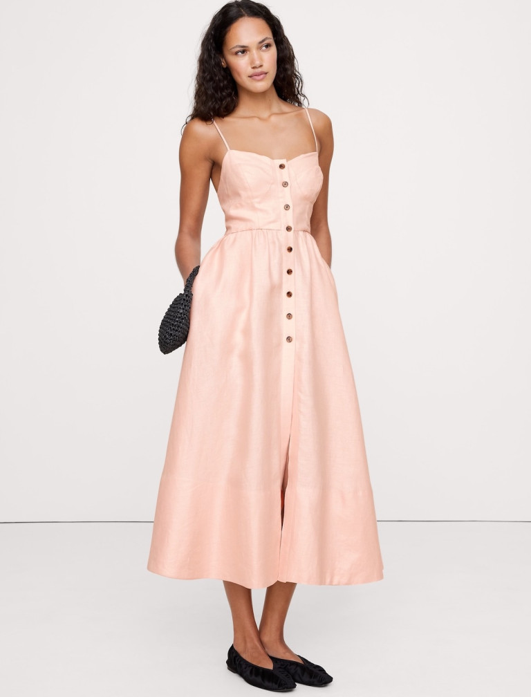 Banana Republic Linen Corset Long Midi Dress