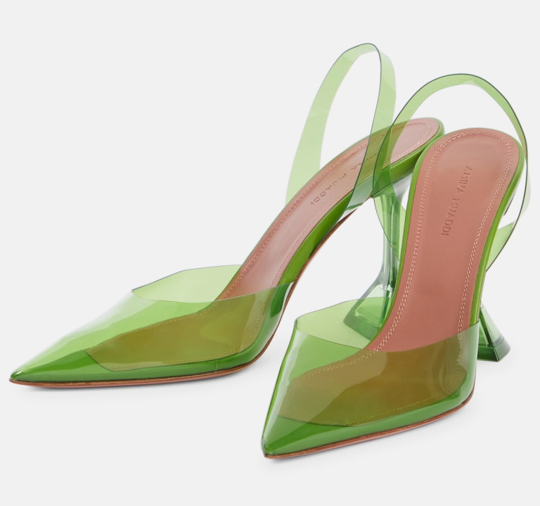 Amina Muaddi Holli Glass PVC Slingback Pumps