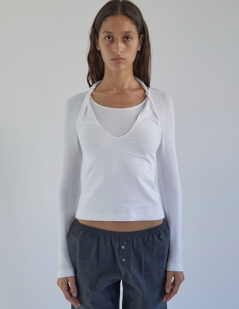 Paloma Wool Camille White Long-Sleeve Top