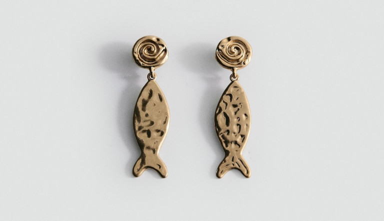 Mango Textured Fish Earrings