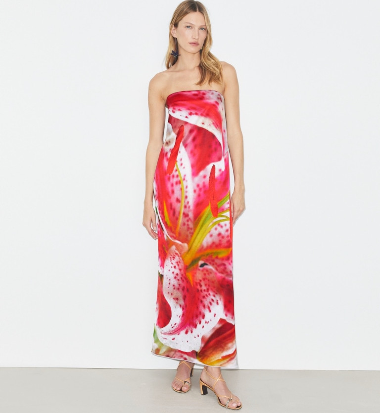 Tory Burch Printed Viscose Strapless Dress