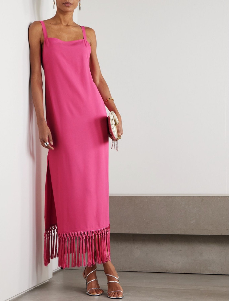 Taller Marmo Palermo Fringed Crepe Midi Dress