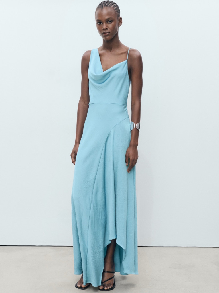 Mango Asymmetrical Wrinkled-Effect Dress