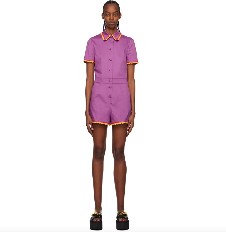 Moschino Purple Crochet Trim Jumpsuit