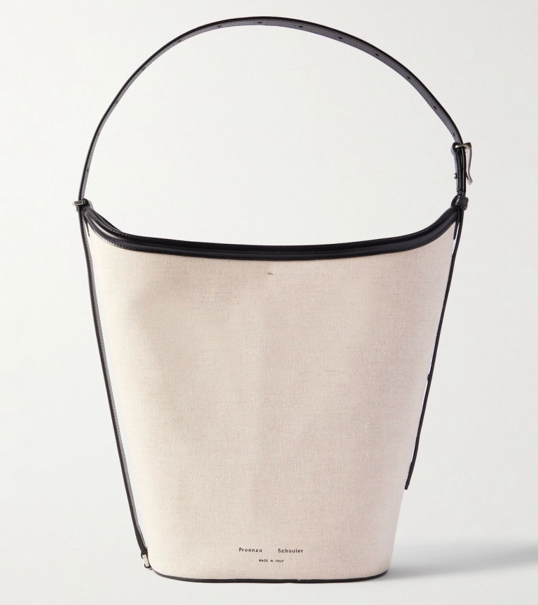 Proenza Schouler Brant Leather-Trimmed Linen Bucket Bag