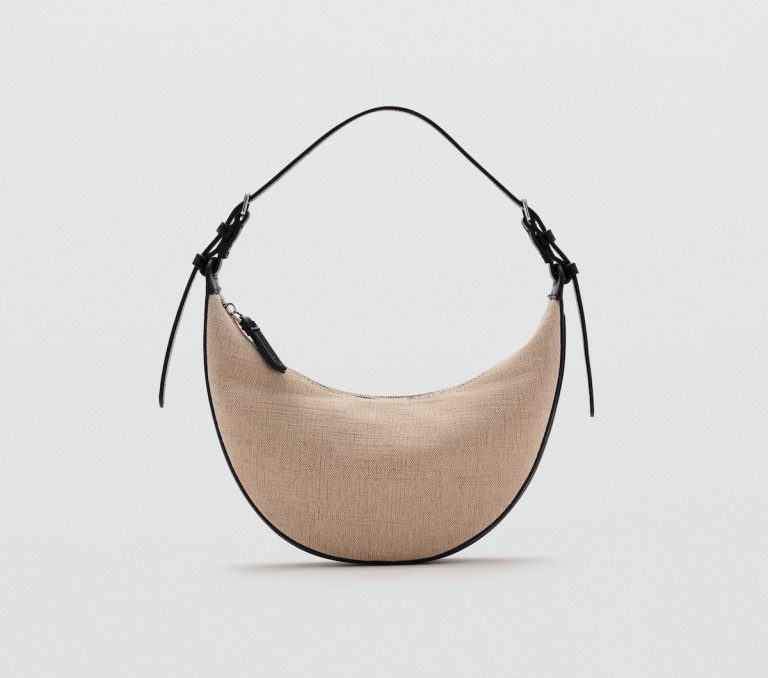 Mango Mini Oval Linen-Blend Shoulder Bag