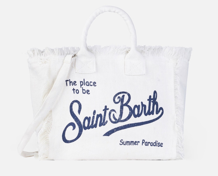 MC2 Saint Barth Colette Linen Off-White Handbag