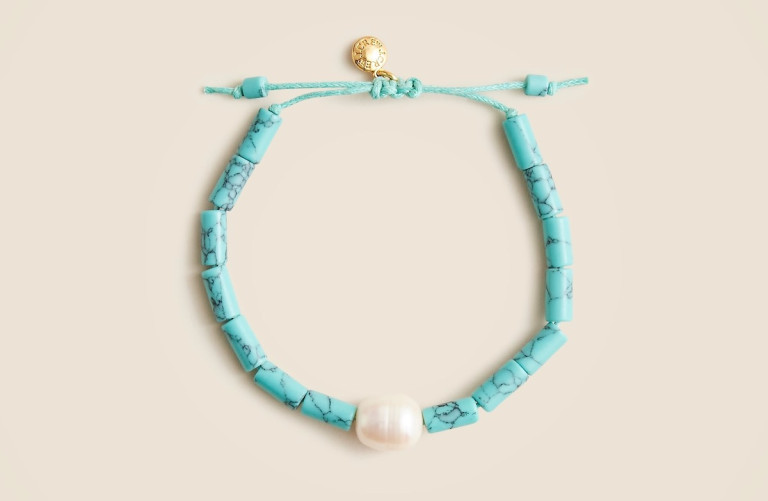 JCrew Turquoise Bead Freshwater Pearl Bracelet