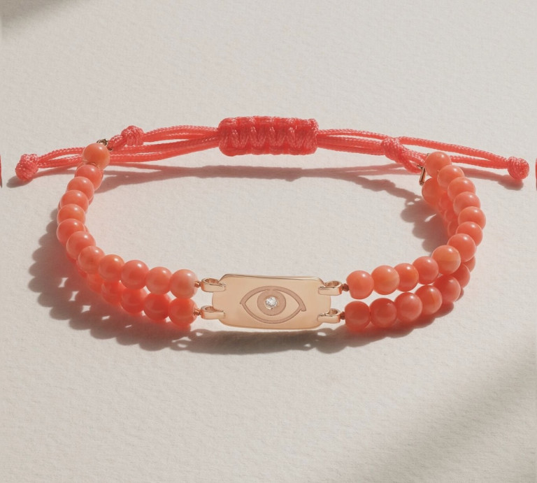 Diane Kordas 14-Karat Rose Gold Cord Agate and Diamond Bracelet
